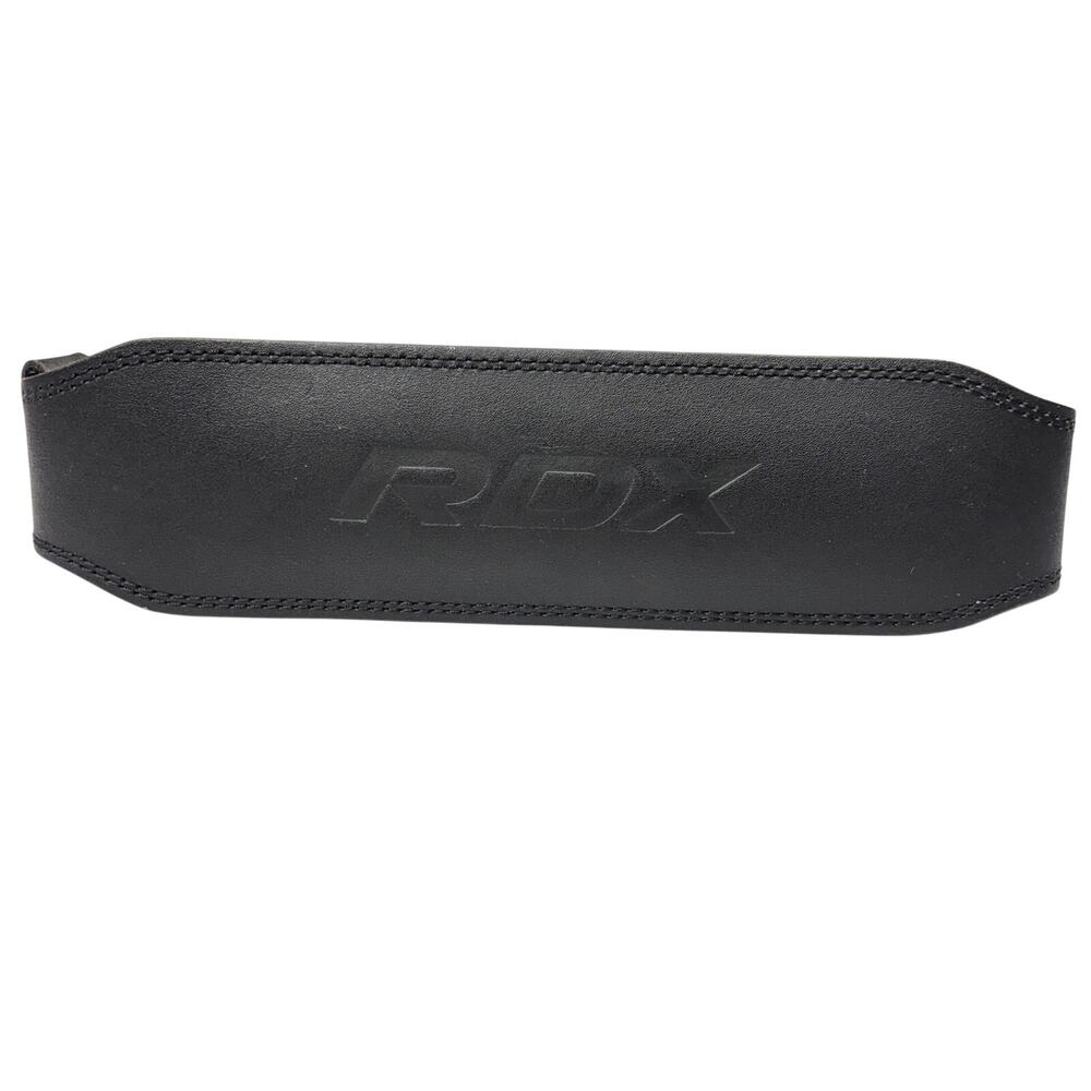 RDX L Black Leather Weightlifting Belt Gym Back Support Powerlifting Squat 4”